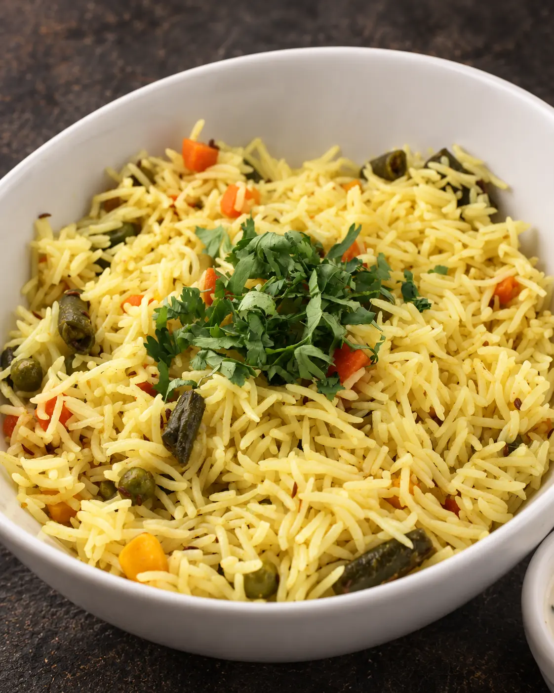 Mix Vegetable Pulav: basmati rice cooked with vegetables and whole spices